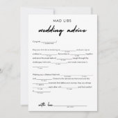 Modern bruiloft advies bruids libs spel kaart (Voorkant)