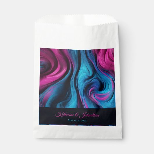 Modern Bruiloft-Blauw en Roze- Bedankzakje (Voorkant)