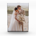 Modern Bruiloft Blauw Hart Keepsake Fotoblok<br><div class="desc">Modern trouwfotoblok. Het hart kan worden veranderd in elke kleur. Een lieve desktop,  schouw,  boekenplank of nachtkastje om bij je thuis,  kantoor of atelier te blijven.</div>