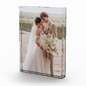 Modern Bruiloft Blauw Hart Keepsake Fotoblok (Rechts)