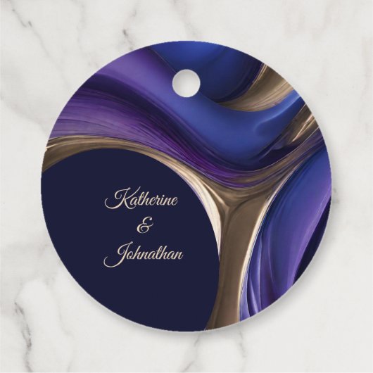 Modern bruiloft-blauw Paarse goud Bedankjes Labels (Achterkant)