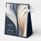 Modern bruiloft-blauw wit goud- bedankdoosjes (Achterkant)