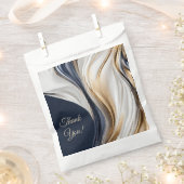 Modern bruiloft-blauw wit goud- bedankzakje (Geknipt)