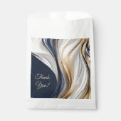 Modern bruiloft-blauw wit goud- bedankzakje (Voorkant)