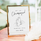 Modern bruiloft champagne teken poster