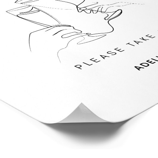 Modern bruiloft champagne teken poster (Hoek)