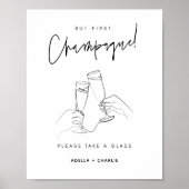 Modern bruiloft champagne teken poster (Voorkant)