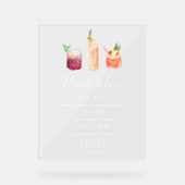 Modern bruiloft drink menu cocktails illustratie acryl bord (Voorkant)