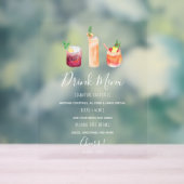 Modern bruiloft drink menu cocktails illustratie acryl bord (Neutraal)