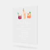 Modern bruiloft drink menu cocktails illustratie acryl bord (Hoek)