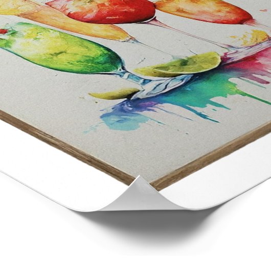 Modern bruiloft drink menu cocktails illustratie poster (Hoek)