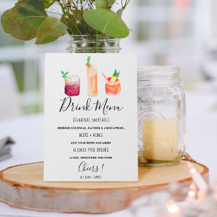 Modern bruiloft drink menu cocktails illustratie poster