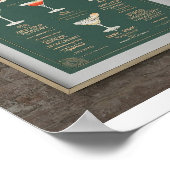 Modern bruiloft drink menu cocktails illustratie poster (Hoek)