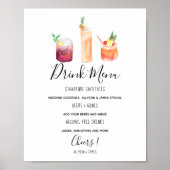 Modern bruiloft drink menu cocktails illustratie poster (Voorkant)