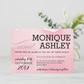 MODERN BRUILOFT eenvoudige minimale roze waterverf Kaart (Staand voorkant)