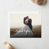 Modern bruiloft fotoscript dank u kaart notitiekaartje (Voorkant / Achterkant in situ)