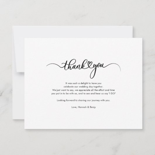 Modern bruiloft fotoscript dank u kaart notitiekaartje (Achterkant)