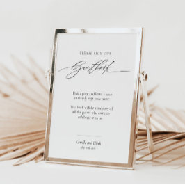 Modern bruiloft gastenboek teken met kalligrafie poster