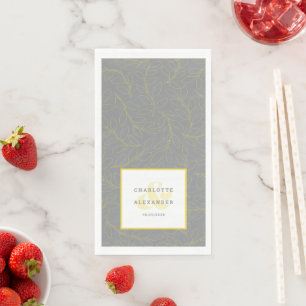 Modern Bruiloft Grijs Geel Bruid & bruidegom Patro Servet