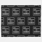 Modern bruiloft Initialen patroon | Zwart & Wit Fleece Deken (Voorkant (Horizontaal))