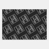 Modern bruiloft Initialen patroon | Zwart & Wit Inpakpapier Vel (Voorkant 3)