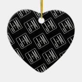 Modern bruiloft Initialen patroon | Zwart & Wit Keramisch Ornament (Voorkant)