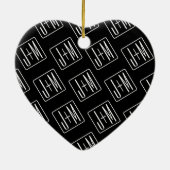 Modern bruiloft Initialen patroon | Zwart & Wit Keramisch Ornament (Achterkant)
