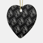 Modern bruiloft Initialen patroon | Zwart & Wit Keramisch Ornament (Links)