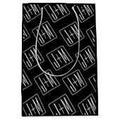 Modern bruiloft Initialen patroon | Zwart & Wit Medium Cadeauzakje (Voorkant)