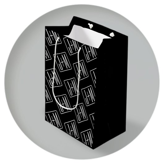 Modern bruiloft Initialen patroon | Zwart & Wit Medium Cadeauzakje