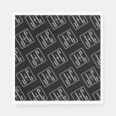 Modern bruiloft Initialen patroon | Zwart & Wit Servet (Voorkant)