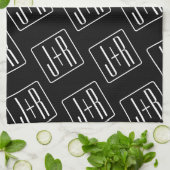 Modern bruiloft Initialen patroon | Zwart & Wit Theedoek (Gevouwen)