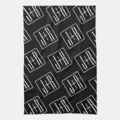 Modern bruiloft Initialen patroon | Zwart & Wit Theedoek (Verticaal)