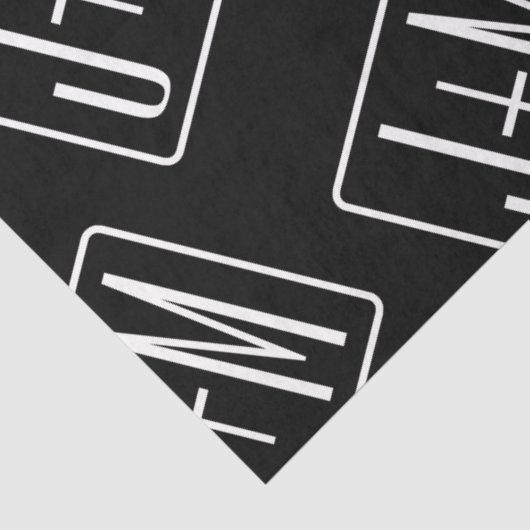 Modern bruiloft Initialen patroon | Zwart & Wit Tissuepapier (Detail)