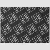 Modern bruiloft Initialen patroon | Zwart & Wit Tissuepapier (Voorkant)