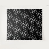 Modern bruiloft Initialen patroon | Zwart & Wit Wandkleed (Voorkant (horizontaal))