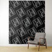 Modern bruiloft Initialen patroon | Zwart & Wit Wandkleed (In situ)