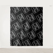 Modern bruiloft Initialen patroon | Zwart & Wit Wandkleed (Voorkant)