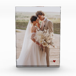 Modern Bruiloft Maroon Hart Keepsake Fotoblok