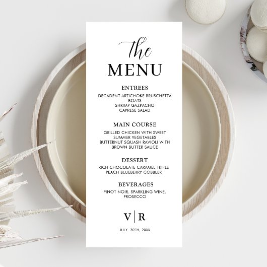 Modern Bruiloft Menu Diner Minimale Plaats instell Kaart