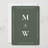 Modern Bruiloft Monogram Mos Groen Eenvoudig Save The Date (Voorkant)