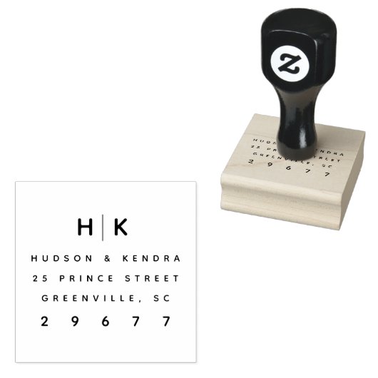 Modern bruiloft Monogram retouradres Rubberstempel (Gestempeld)
