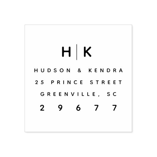 Modern bruiloft Monogram retouradres Rubberstempel (Afrduk)