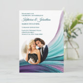 Modern Bruiloft-Paarse en Blauwgroen-Foto- Kaart (Staand voorkant)