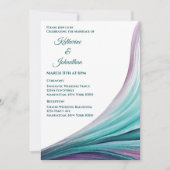 Modern Bruiloft-Paarse en Blauwgroen Kaart (Voorkant)