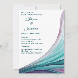 Modern Bruiloft-Paarse en Blauwgroen Kaart