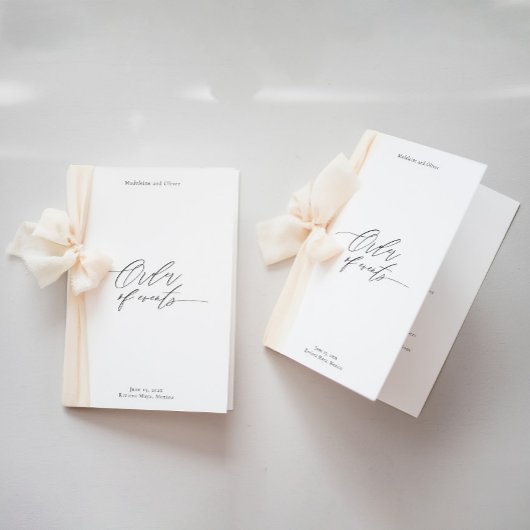 Modern bruiloft programma boekje met tijdlijn