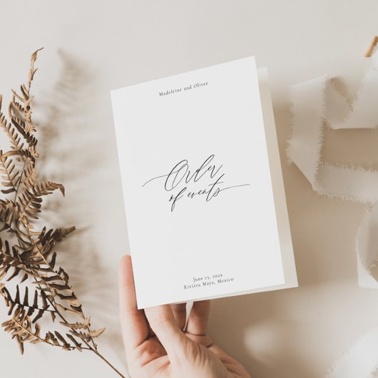 Modern bruiloft programma boekje met tijdlijn