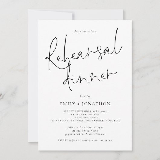 Modern bruiloft repetitie diner met Afbeelding Kaart (Voorkant)