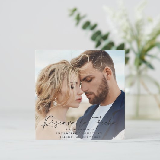 Modern bruiloft Reserva la Fecha crème black Save Save The Date (Staand voorkant)